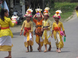 Young girls coming from their school to the festival.  They came as a group of about 20.